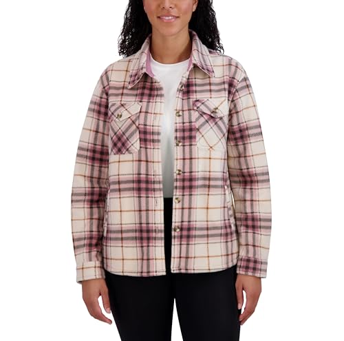 Sage Collective Women's Long Sleeve Plaid Shirt Jacket – Sherpa Lined Fleece Shacket with Pockets2