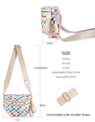 Image of FEIBOON Spacious Checkered Nylon Crossbody Bag Bum Bag Handbags Wallets for Women