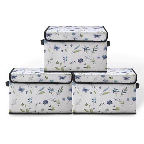 Image of Stackable Storage Bins with Lids,Closet Organizers Fabric Box for Home and Office,Blanket Clothes Organizers,Under Bed Storage Containers 3 Pack