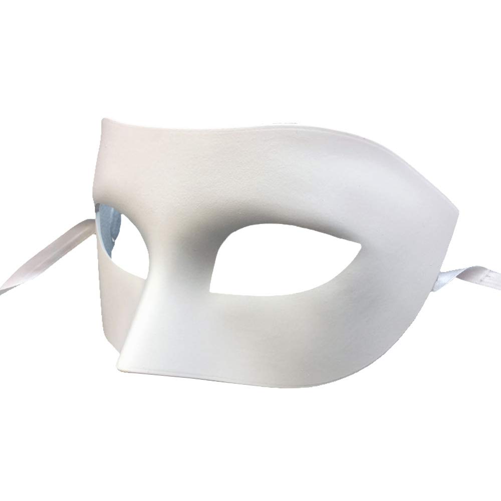 Attitude StudioElegant Half Face Mask - Venetian Masquerade Mask, White Masquerade Mask For Women or Men, Fancy Party Mask Costume Accessory, Mardi Gras Mask For Masquerade Ball, Halloween Half Mask