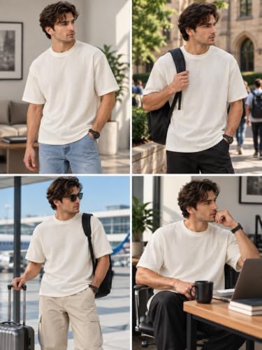 Image of Leriya Fashion T Shirt for Man | Men Luxury Vertical Stripe Textured T-Shirt | Classic Crew Neck Short Sleeve Knit Tee | Cotton Tshirts for Men | Regular Fit Soft Tshirt with Modern Golf Athletic