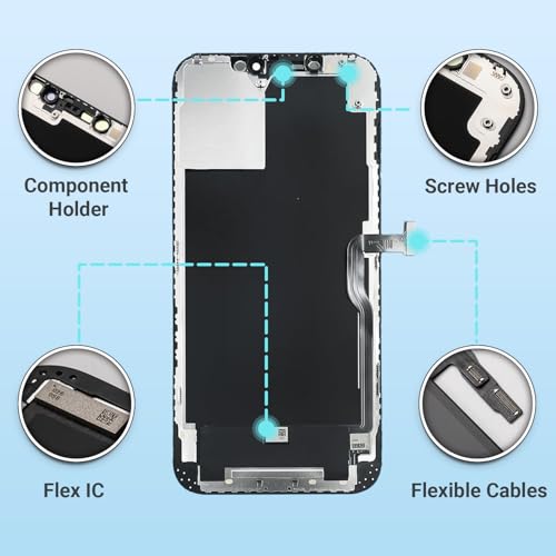 Image of Screen Replacement Kit for iPhone 12 Pro Max 6.7 inch FHD LCD Display Digitizer | COF Full HD Screen, Precise Touch, Full Assembly, Face ID Supported, with Repair Kit, Screen Protector & Waterproof Seal