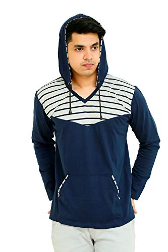 Image of Men's Cotton Hooded Full Sleeves Round Neck Casual T-Shirt