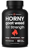 Premium Horny Goat Weed Extract [10X Strength Icariins] with Maca, Tribulus & Ginseng - Energy & Performance Complex for Men & Women - 1000mg Epimedium Powder Pills Supplement, Vegan Capsules
