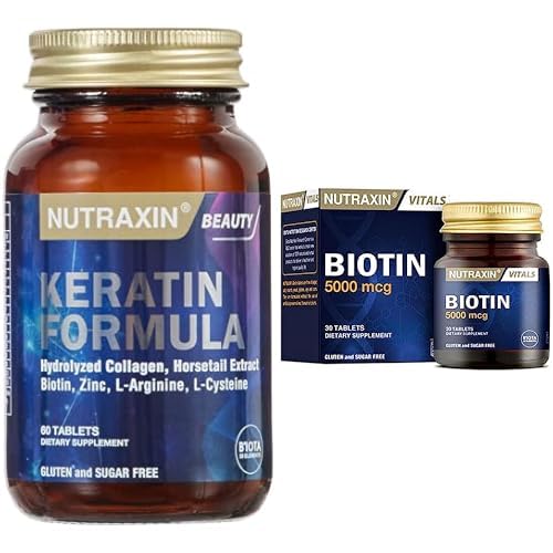 Nutraxin Beauty Keratin Formula 60 Tablet Takviye Edici Gıda ve Nutraxin Vitals Biotin 5000 mcg 30 Tablet Takviye Edici Gıda