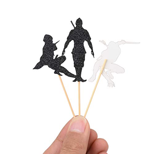 Donoter 48 Pieces Ninja Cupcake Toppers for Kids Ninja Themed Birthday Party Cake Decorations