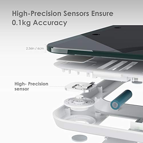 DEIK Body Fat Scale, Bluetooth Bathroom Scale with Smartphone APP, 18 Body Composition Analysis, High Precision Sensors, LCD Backlit Display, Include 3 AAA Batteries, Black - Thumbnail 7