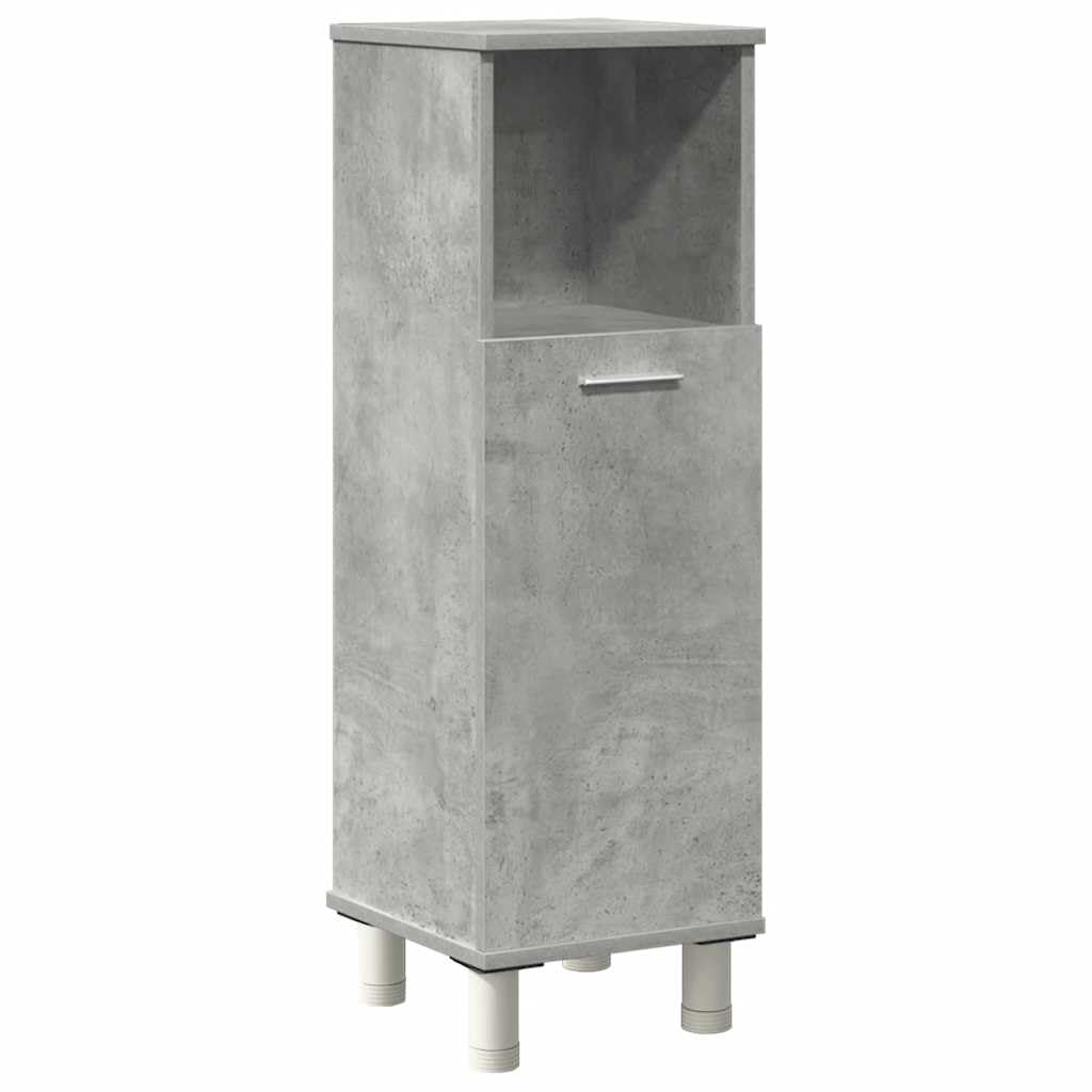 4-TLG. Badmöbel-Set Betongrau Holzwerkstoff Betongrau, Badezimmerschrank, Unterschrank Bad, Unterschrank