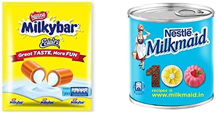Nestle Milkybar Eclairs ,340g(100 Pieces*3.4g) , Nestle MILKMAID Sweetened Condensed Milk, 400g Tin