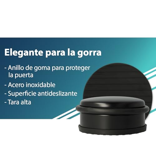 Miniatura 2 de Westcott Topes Para Puertas De Acero Inoxidable Negro, Topes Redondos Con Un Peso Propio De 1,2 Kg, Anillo De Goma Que Protege La Puerta, Base Antideslizante, 10 Cm, Altura 4 Cm, E-19002 00