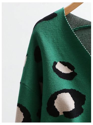 WDIRARA Women's Leopard Tiger Print Cardigan V Neck Long Sleeve Color Block Button Down Sweater Outwear4