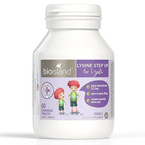 Bio Island Lysine Step Up for Youth 60 Chewable Tablets (Australia Import)