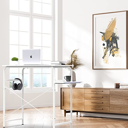 Shw Small Gaming Home Office Computer Desk With Shelf, White #TOP4