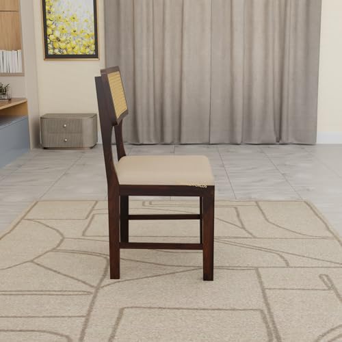 Image of Sheesham Wood Dining Table Set 6 Seater Set for Home and Kitchen, Rattan Dining Table 6 Seater with Chairs Cane Furniture, Dining Set