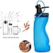 E-Senior Collapsible Water Bottle BPA Free - Foldable Water Bottle for Travel Sports Bottles with Triple Leak Proof Lightweight 17oz (Upgraded Ocean Blue)