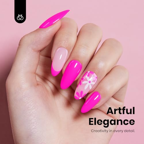 Image of Beetles Neon Pink Gel Nail Polish - Neon Whispers Hema Free Gel Polish, Vibrant Pink Color Matching Bottles Long-Lasting Manicure Gift for Women 0.5Oz
