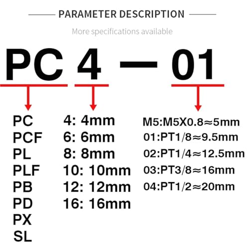 Conector de tubo de aire PCF SL para proyectos de bricolaje y compresores de taller 4