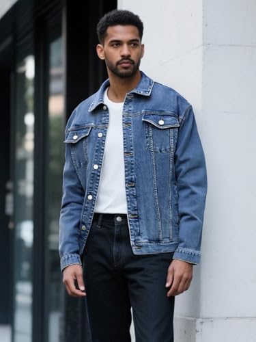 Levis Men Jacket LONGBIDA Men's Denim Slim Fit Jean Coat Trucker