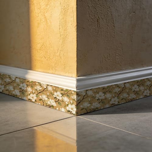 Cenefa autoadhesiva de flores para pared de salón 197x5 cm 6