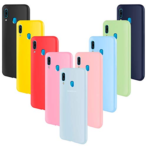 ivencase 9 × Funda Samsung Galaxy A40, Carcasa Fina TPU Flexible Cover para Samsung Galaxy A40 (Rosa Gris Rosa Claro Amarillo Rojo Azul Oscuro Translúcido Negro Azul Claro)