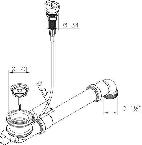 VIOKS Siebkorbventil 70mm mit Excenterventil Zugbetätigung und Abtropf-Überlauf Siebkorb Ventil für Küchenspüle Ersatzteile für Spüle Made in Germany - Image 8