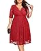 Red Christmas Dress Women Plus Size Party Lace Cocktail Semi Formal Holiday Wedding Guest Wrap V Neck Midi Short Dress