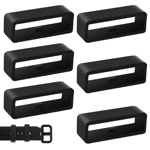 6Pcs Replacement Secure Rings compatible with Garmin Forerunner Watch Straps - Durable Silicone Fastener Loops for Smartwatch Bands - Black Rubber Strap Keepers to Ensure a Secure Fit for Your Smartw