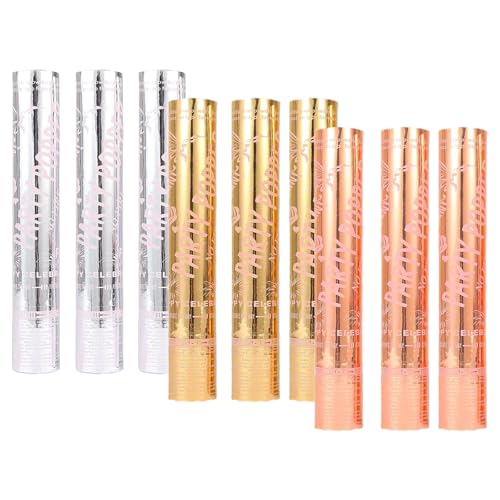 9 PCS Confetti Cannon, Three Color Gold Foil Confetti(Gold, Silver, Champagne Color), 30cm Biodegradable Confetti Cannons Party Poppers for Celebrations,Birthday, Wedding, Elite, Party Supplies