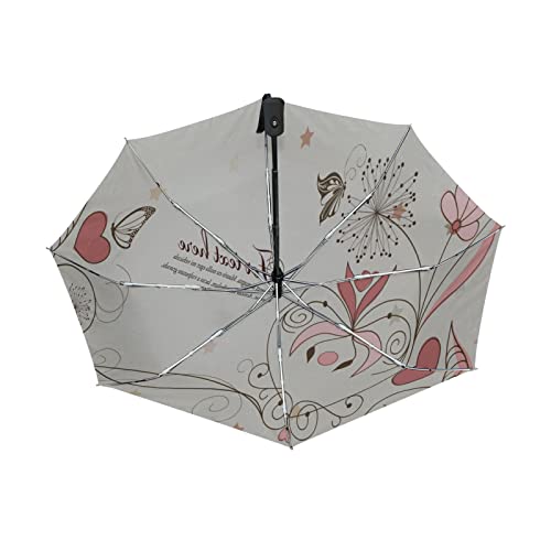 Parapluie automatique pliable résistant motif papillon fleur rose - 4