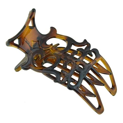 Parcelona French Intricate Celluloid Small Shell Slide in Side Slider Hair Updo Claw for Fine Hair Cover