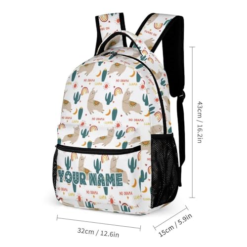 Custom Alpaca Backpack for Kids Girls Boys School, 16 Inches Cute Alpacas Theme Bookbag, Adjustable, Lightweight, Large Capacity, Colorful3