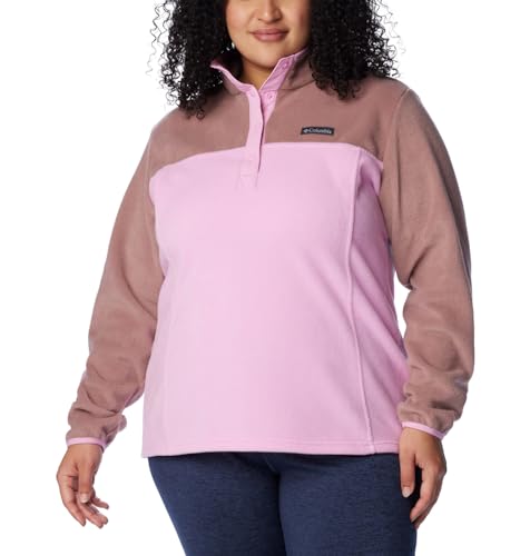 Image of Columbia Womens Benton Springs Half Snap II Pull Over Fleece Jacket, Dark Stone /Canoe /Vintage Blue, 3X