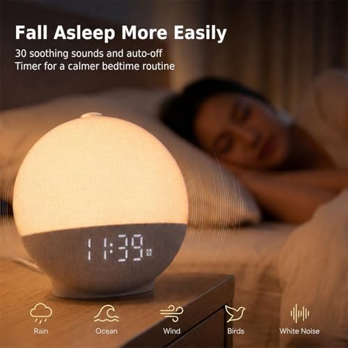 Sunrise Alarm Clock with Sound Machine, Natural Wake Up Light with Night Light, 30 Sleep Sounds, White Noise Machine Alarm Clocks for Bedrooms, Heavy Sleepers - Image 5