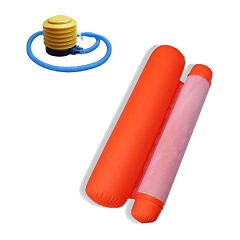 Floating Water Hammock,XIAOSA Folding water floating row,Summer Outdoor Swimming Chair Inflatable Hammock Pool Loungers,51.2x28.7inch,Gift air pump (Orange) Cover
