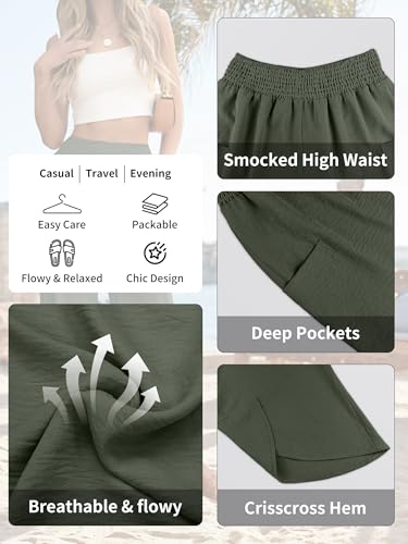 Image of ANRABESS Womens Wide Leg Palazzo Capri Pants 2026 Summer Casual High Waisted Barrel Lounge Flowy Cropped Beach Work Trousers