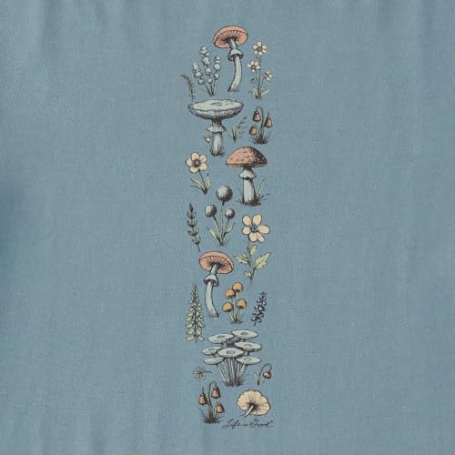 Life is Good. Women's Detailed Mushrooms Long Sleeve Crusher Tee, Smoky Blue3