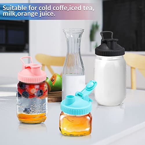 Trusber 4 Pack Reusable Lid Fits Mason Jar Regular Mouth (70Mm), Plastic Drinking Lids With Pour Spout Compatible With Mason Jars, Dishwasher Safe (Jar Not Included) #TOP5