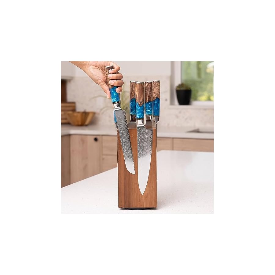 SENKEN-8-Piece-67-Layer-Damascus-Steel-Kitchen-Knife-Set-Tsunami-Collection-7-Piece-Chef-Knife-Set-with-Rotating-Knife-Block SENKEN 8-Piece 67-Layer Damascus Steel Kitchen Knife Set - "Tsunami" Collection - 7-Piece Chef Knife Set with Rotating Knife Block