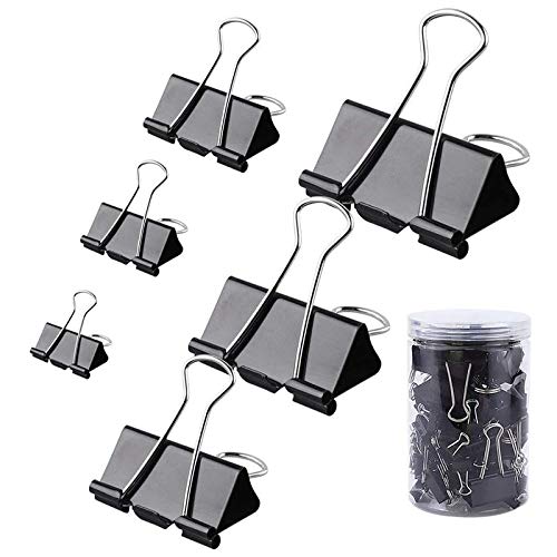 Clips 130 Pcs Assorted Sizes Binder Clips Big Paper Clamps Metal Fold Back Clips for Office School and Home Supplies, Black - (Color: Black)