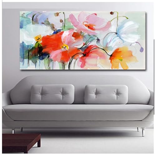 Diamond Painting Kit Complet Fleur Abstraite 5D | Broderie Diamant Mosïque 50x150cm pour Mur