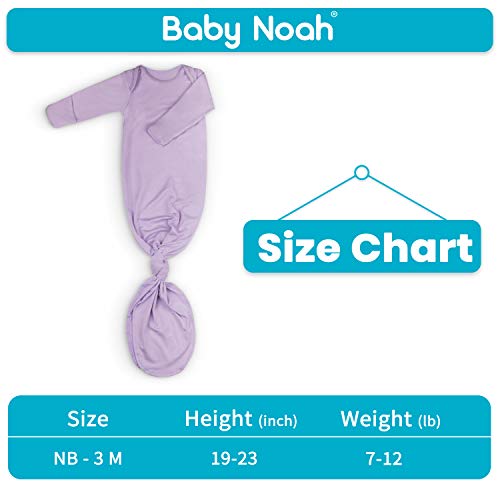 Image of Newborn Baby Knotted Gown, Super Soft Silky Infant Long Sleeve Sleeper for Baby Girl and Boy Sleeping Bag with Hat