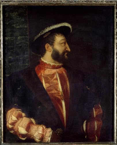 Pintura al óleo de Francisco I por Tiziano de 60x90cm, lienzo de alta fidelidad para salones