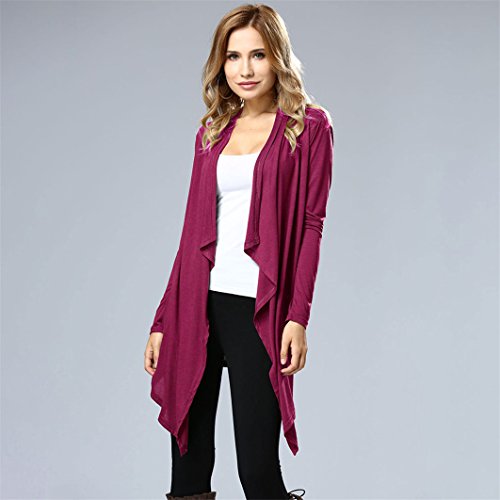 Lnlyin Veste pour femme décontractée ample à manches longues chauve-souris Cardigan S rose vif