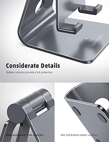 Lamicall Adjustable Cell Phone Stand, Desk Phone Holder, Cradle, Dock, Compatible With Phone 12 Mini 11 Pro Xs Max Xr X 8 7 6 Plus Se Charging, Office Accessories, All Android Smartphone - Gray #TOP4