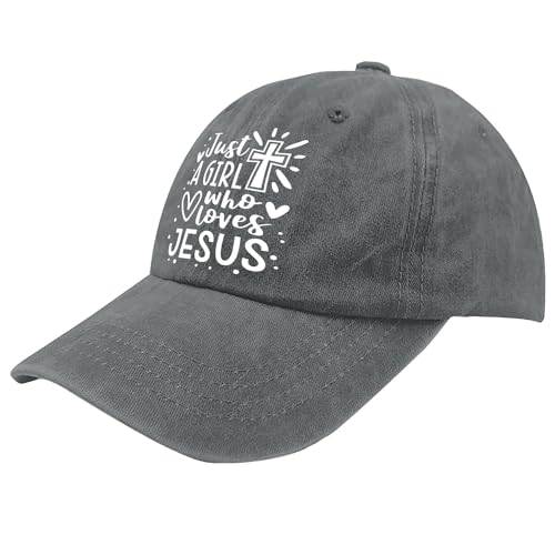 Just A Girl Who Loves Jesus Hats for Women Classic Washed Distressed Baseball Cap
