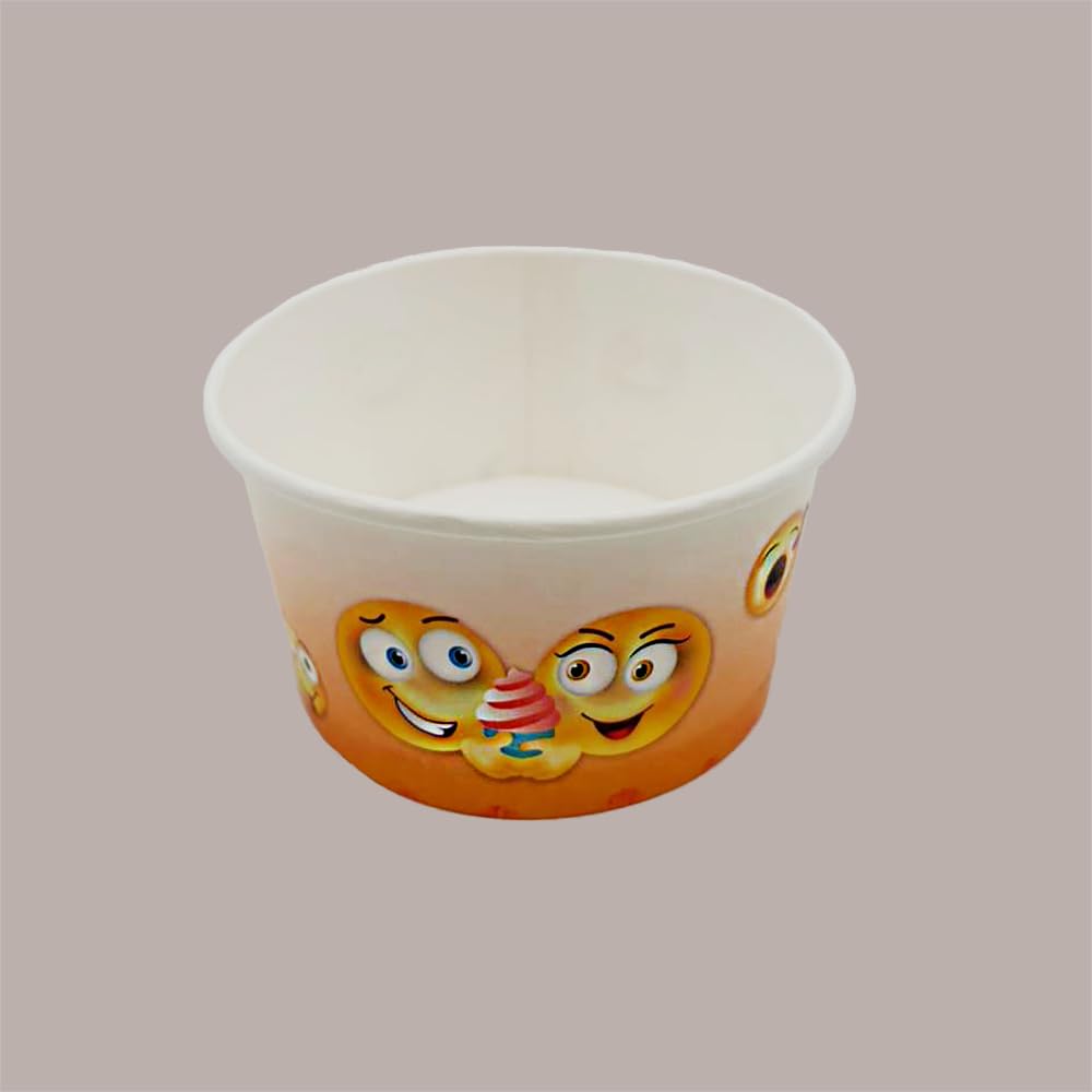 Lucgel Coppetta Bicchiere per Gelato in Carta Grafica Emoticon Emoji 140cc - 200 pezzi -