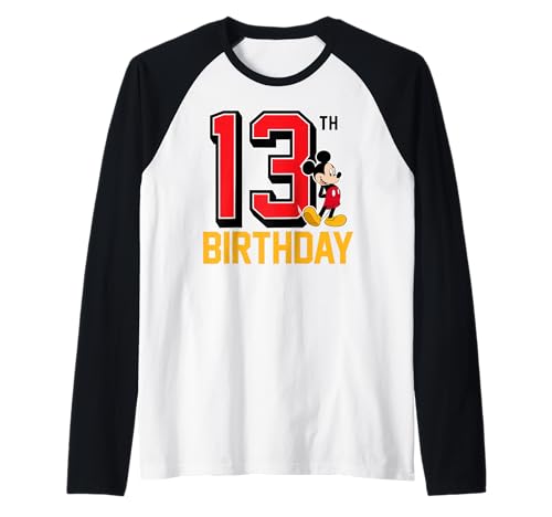 T-shirt Mickey Disney 13th Birthday raglan, le cadeau idéal de naissance