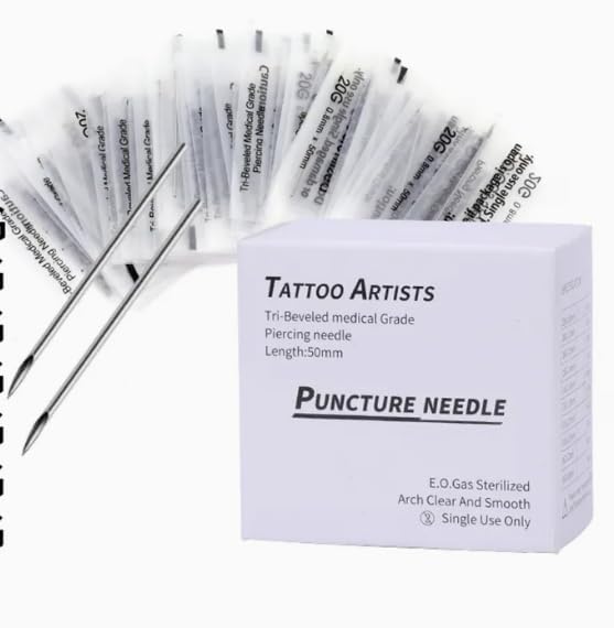ITT 14G Body Piercing Needles (1.6mm x 50mm) – Stainless Steel Sterile Hollow Tattoo Piercing Needles for Professional Body Art | Multi Size Options 10G–14G | 20pcs Pack-picture-47