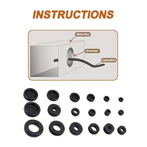 image for ISPINNER 150pcs Rubber Grommet Assortment Kit, 18 Sizes Electrical Con