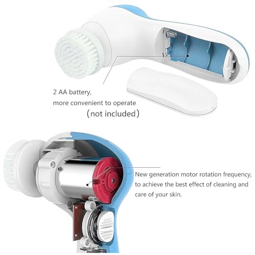 Image of 5-in-1 Electric Facial Cleansing Brush & Massager Kit, Waterproof Face Scrubber System with 5 Brush Heads for Deep Pore Cleansing, Gentle Exfoliation, Blackhead Removal and Massage